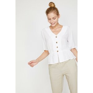 Koton Women's Ecru Button Detailed Blouse