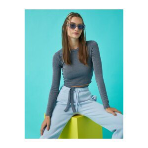Koton Long-Sleeved T-Shirt Crop with Tie Waist