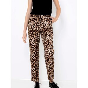 Béžové nohavice s leopardou potlačou CAMAIEU - ženy