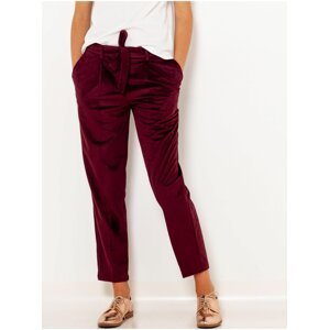 Burgundy velvet shortened trousers CAMAIEU - Ladies