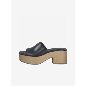 Tamaris Black Leather Heeled Slippers - Women