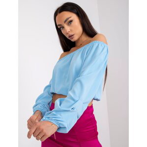 Light blue smooth Spanish blouse with long sleeves by Nineli