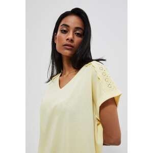 Cotton blouse with tie - yellow