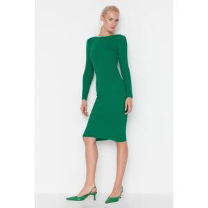 Trendyol Green Fitted Midi Sweater Dress With Back Detail