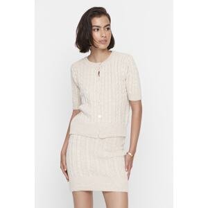 Trendyol Beige Knitted Detailed Knitwear Top and Bottom Set