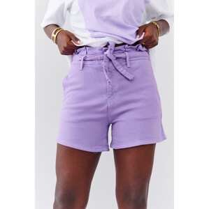 Purple short denim shorts