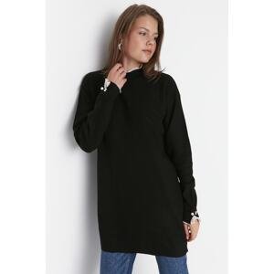 Trendyol Čierna perla Detailný pletený sveter sveter
