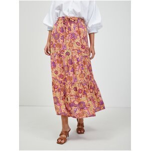Orange floral maxi skirt with ORSAY tie - Women