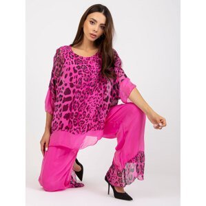 Pink silk blouse with leopard pattern
