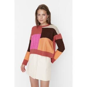 Trendyol oranžový úplet detailný pletený sveter