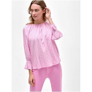Pink Plaid Blouse with Long Sleeves ORSAY - Women