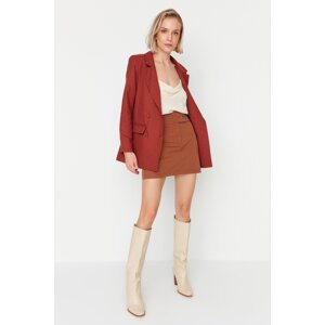 Trendyol Brown Woven Button Mini Skirt