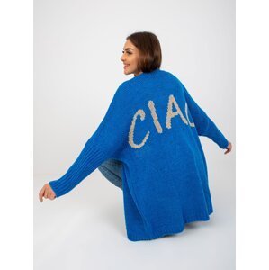 Dark blue women's cardigan with OH BELLA inscription on the back