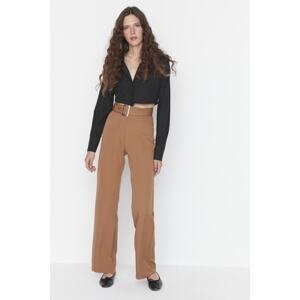 Trendyol Straight Cut Woven Trousers with Camel Belt