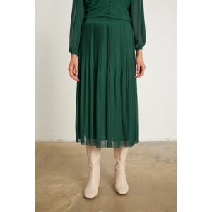 Gusto Tulle Pleated Skirt - Green