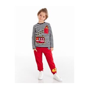 Denokids Striped Fire Engine Boy T-shirt Pants Suit