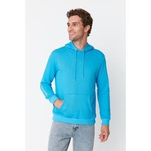 Trendyol Blue Men's Regular/Regular Fit Hoodie Sweatshirt