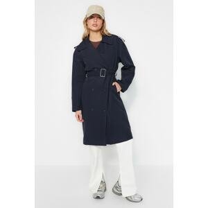 Trendyol Navy Blue oversized pásová epauleta detailný trenčkot