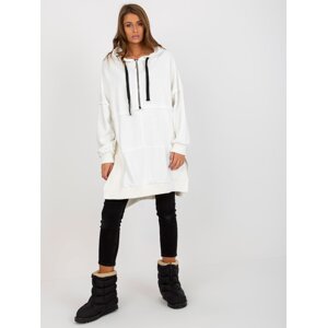 Ecru oversized long hoodie with zipper on top