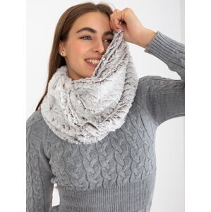 White and dark brown neck warmer made of faux fur
