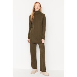Trendyol Brown Turtleneck Corduroy Sweater-Pants, Knitwear Suit