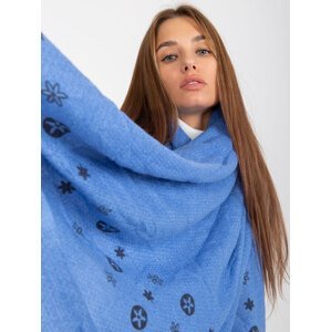 Lady's blue scarf with print