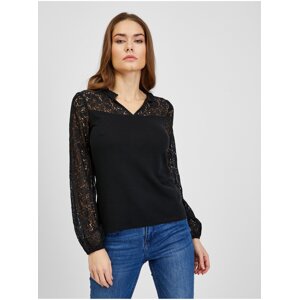 Black Women's T-shirt with lace ORSAY - Women