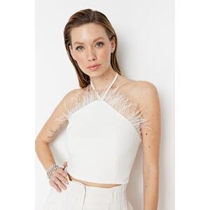 Trendyol Ecru Crop Lined Woven Trim Bridal Bustier