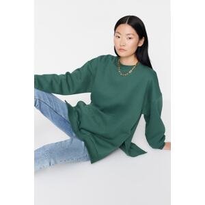 Trendyol Green Oversize/Wide fit with slits. Thick Fleece Inside Knitted Sweatshirt