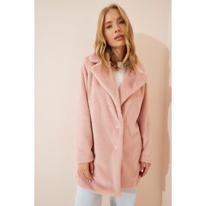 Happiness İstanbul Women's Pink Faux Fur Coat