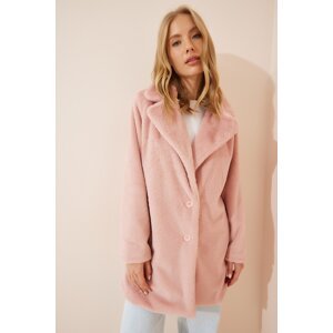 Happiness İstanbul Women's Pink Faux Fur Coat