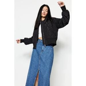 Trendyol Black oversize nepremokavá bomber bunda kabát