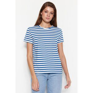 Trendyol Navy Striped Basic Crew Neck Knitted T-Shirt