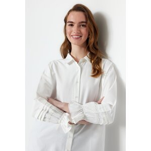 Trendyol Embroidered Ecru Woven Cotton Shirt