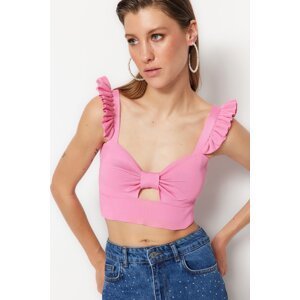 Trendyol Pink Crop Knitwear Window/Cut Out Detailed Bustier