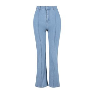 Trendyol Curve Modré rebrované džínsy širokého strihu s vysokým pásom