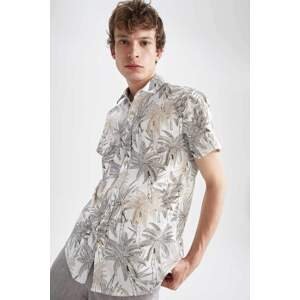 DEFACTO Slim Fit Polo Neck Floral Short Sleeve Shirt