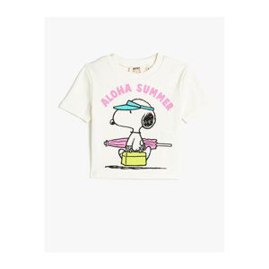 Koton Snoopy Licensed T-Shirt Short Sleeved Crew Neck Cotton