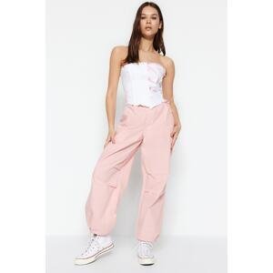 Trendyol ružové pyžamo Normálne padákové nohavice s pásom