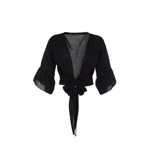 Trendyol Curve Black Double Breasted Collar Blouse