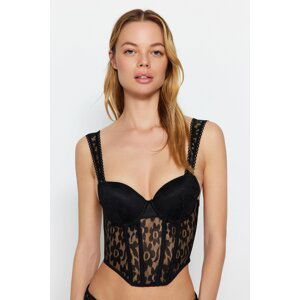 Trendyol Black Lace Underwire Push Up Bustier