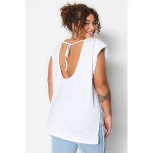 Trendyol Curve White More Sustainable Knitted Knitted Decollete, Padded T-Shirts