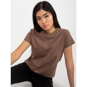 Peach brown T-shirt with basic neckline