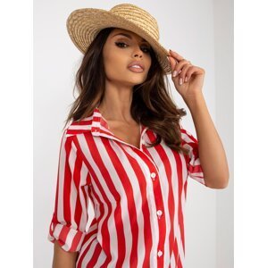Red and white striped button-down shirt blouse