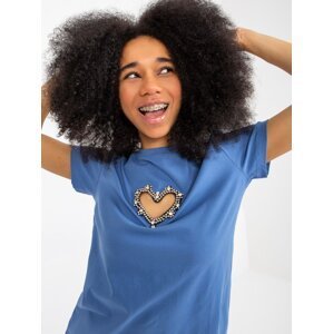 Dark blue women's T-shirt with application