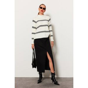 Trendyol Ecru Striped Stand Up Knitwear Sweater