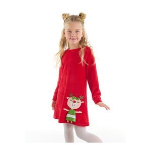 Denokids Naughty Deer Girl Christmas Velvet Red Dress