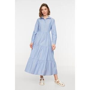 Trendyol Modrá košeľa Gombíky Gombíky Detailné tkané šaty