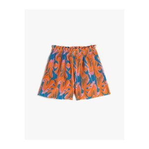 Koton Pleated Shorts with Elastic Waist Floral Pattern Comfortable Cut