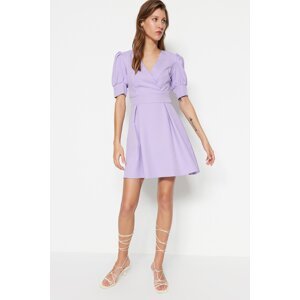 Trendyol Lilac A-line mini plisované tkané šaty